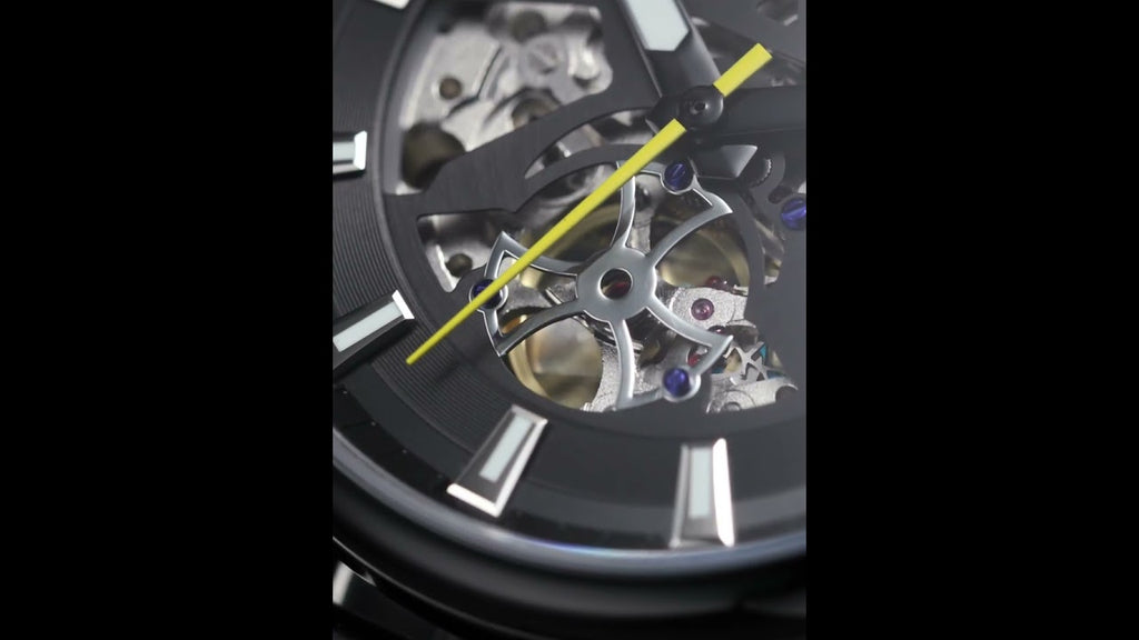 Montre Mecanique RUIMAS Homme - Chronographe Sport Bracelet Cuir Lumineux