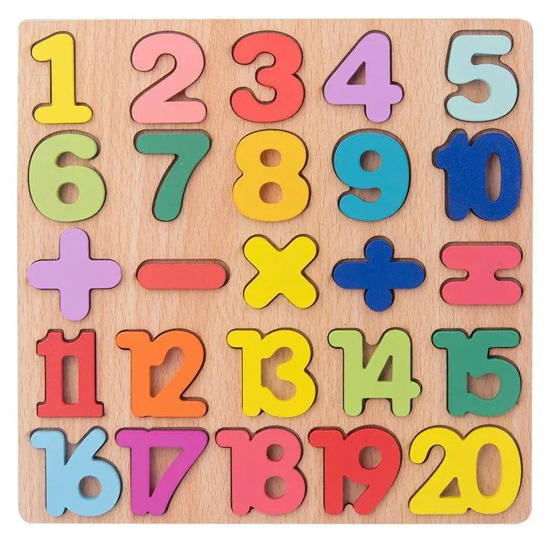 Puzzle Educatif en Bois pour Enfants - Jouet d'Eveil Montessori Chiffres et Formes