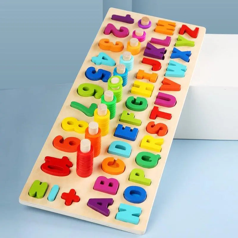 Puzzle Educatif en Bois pour Enfants - Jouet d'Eveil Montessori Chiffres et Formes