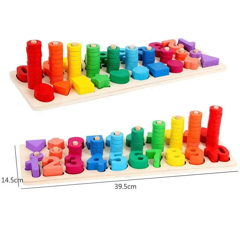 Puzzle Educatif en Bois pour Enfants - Jouet d'Eveil Montessori Chiffres et Formes