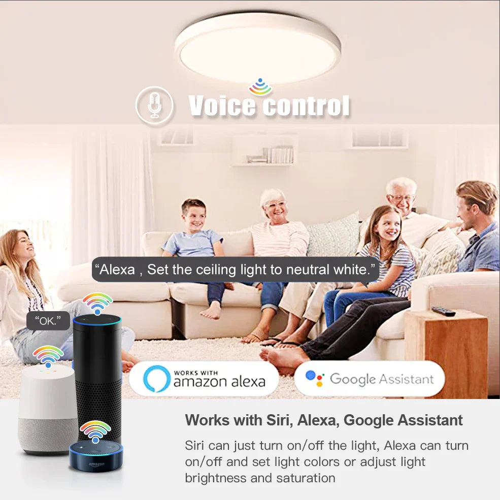 Plafonnier LED Intelligent WiFi RGBW - Eclairage Connecte Maison Compatible Alexa