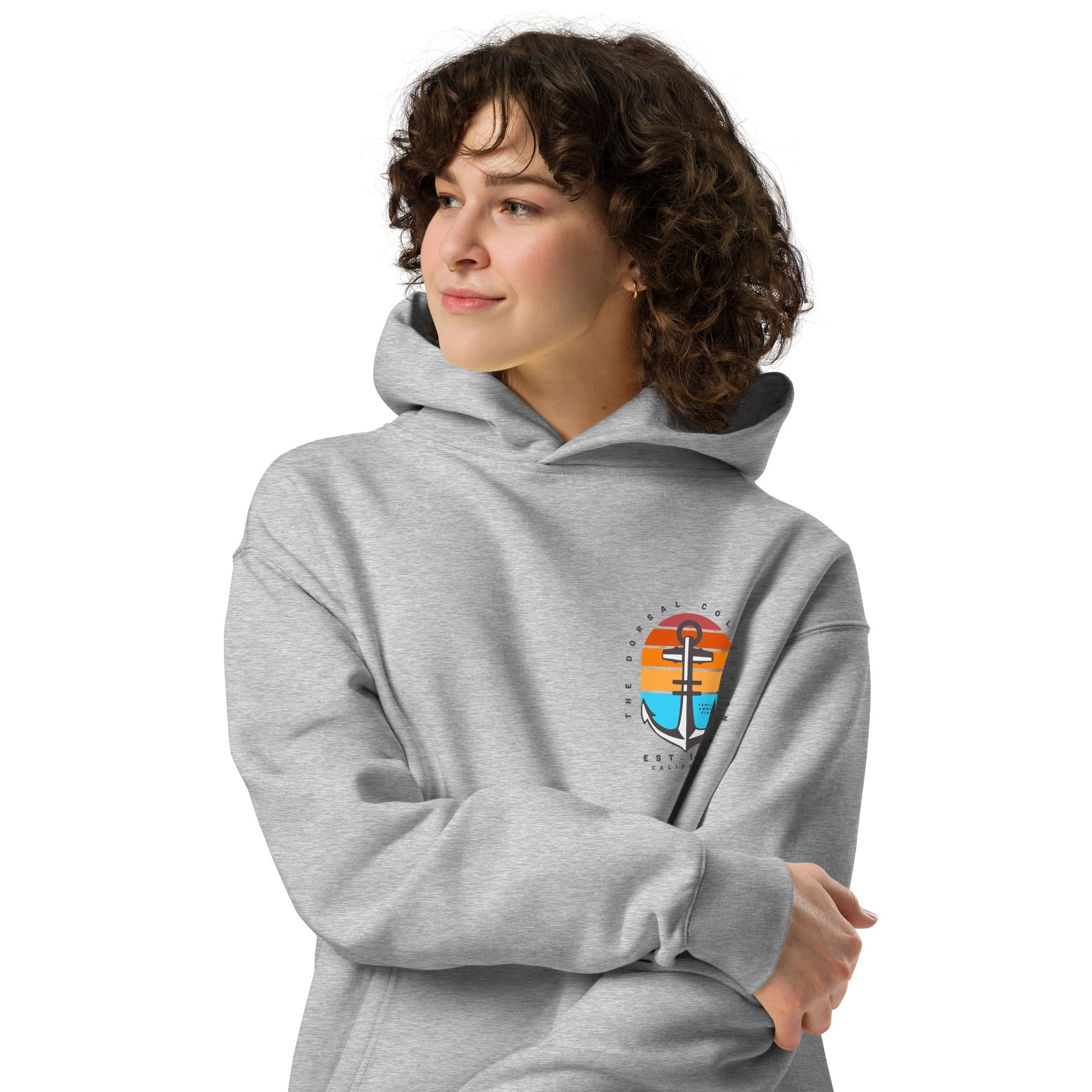 DORSAL Sweat a Capuche Ancre Marine - Hoodie Unisexe Anti-Decoloration