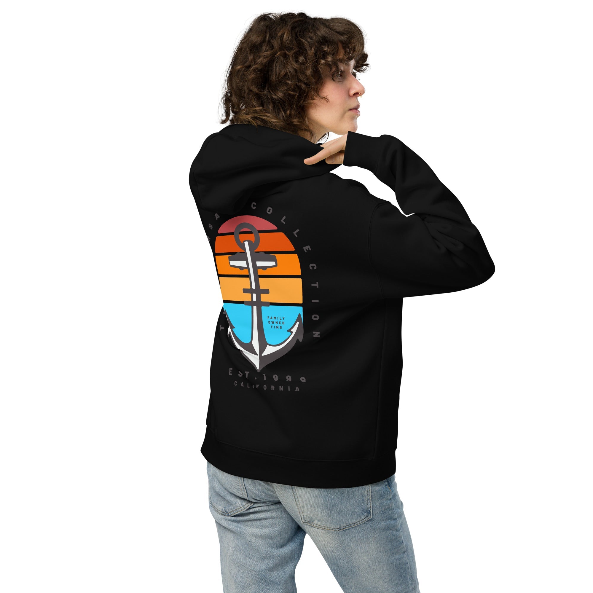 DORSAL Sweat a Capuche Ancre Marine - Hoodie Unisexe Anti-Decoloration
