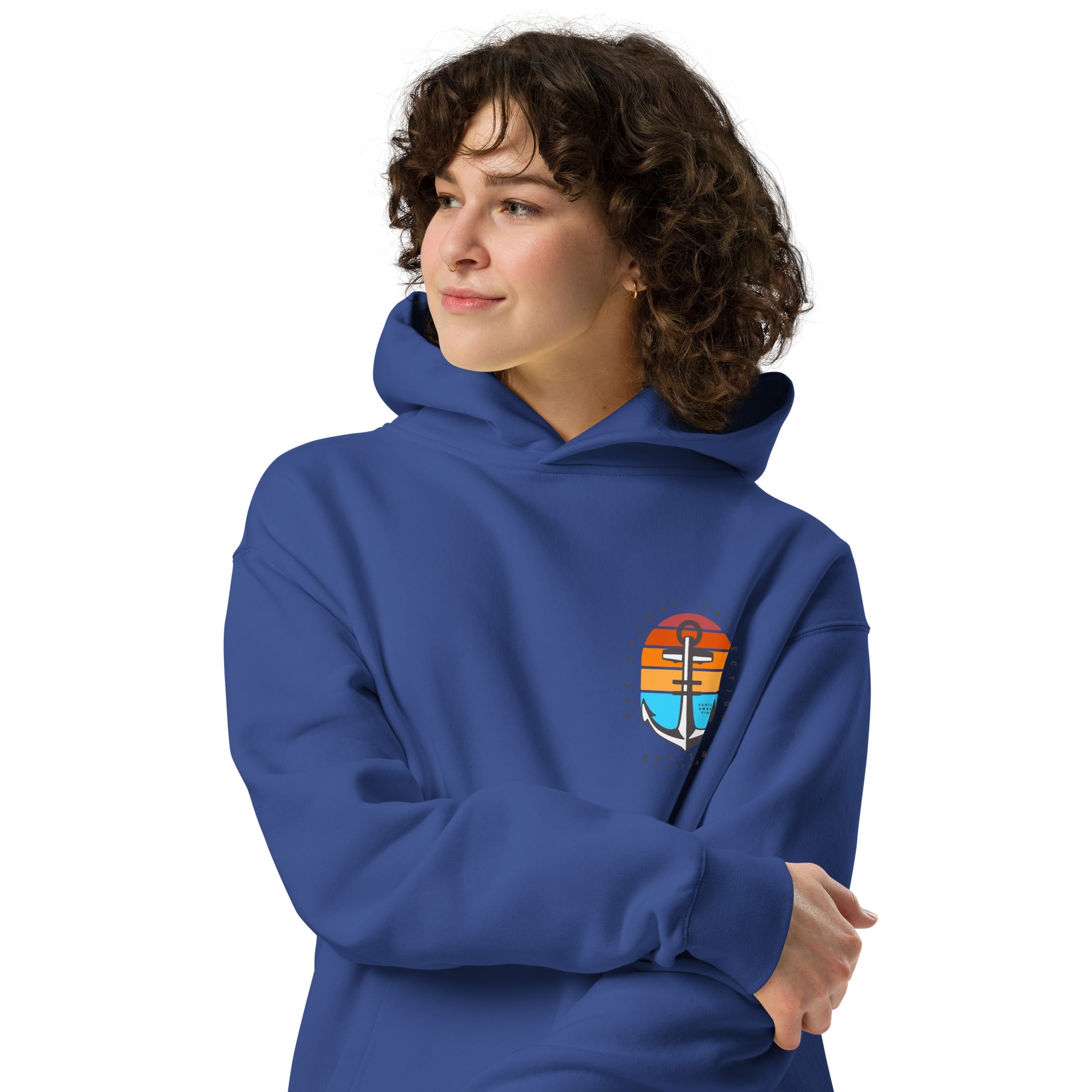 DORSAL Sweat a Capuche Ancre Marine - Hoodie Unisexe Anti-Decoloration