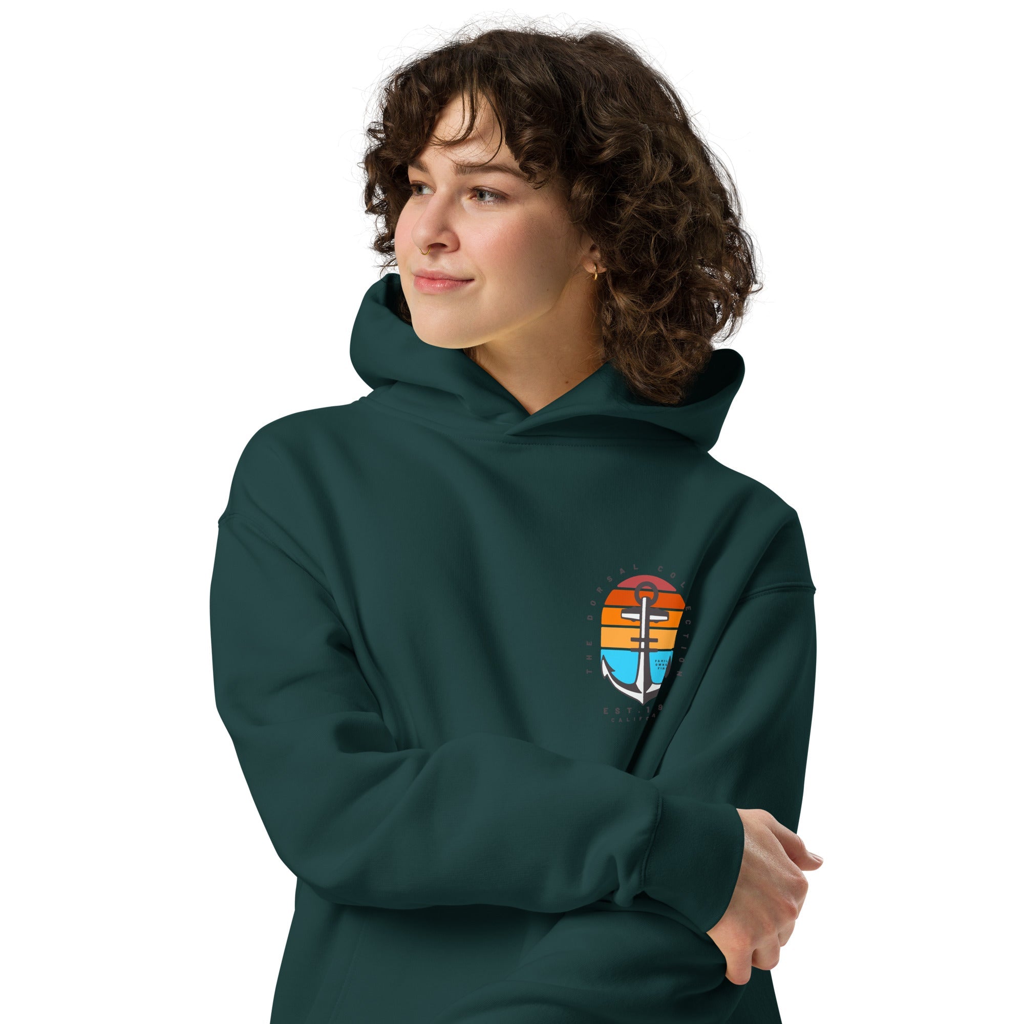 DORSAL Sweat a Capuche Ancre Marine - Hoodie Unisexe Anti-Decoloration
