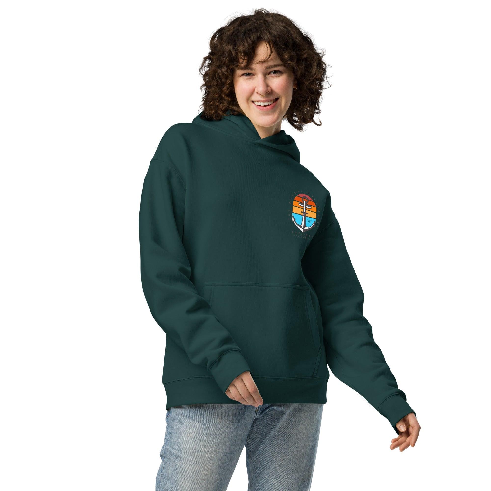 DORSAL Sweat a Capuche Ancre Marine - Hoodie Unisexe Anti-Decoloration